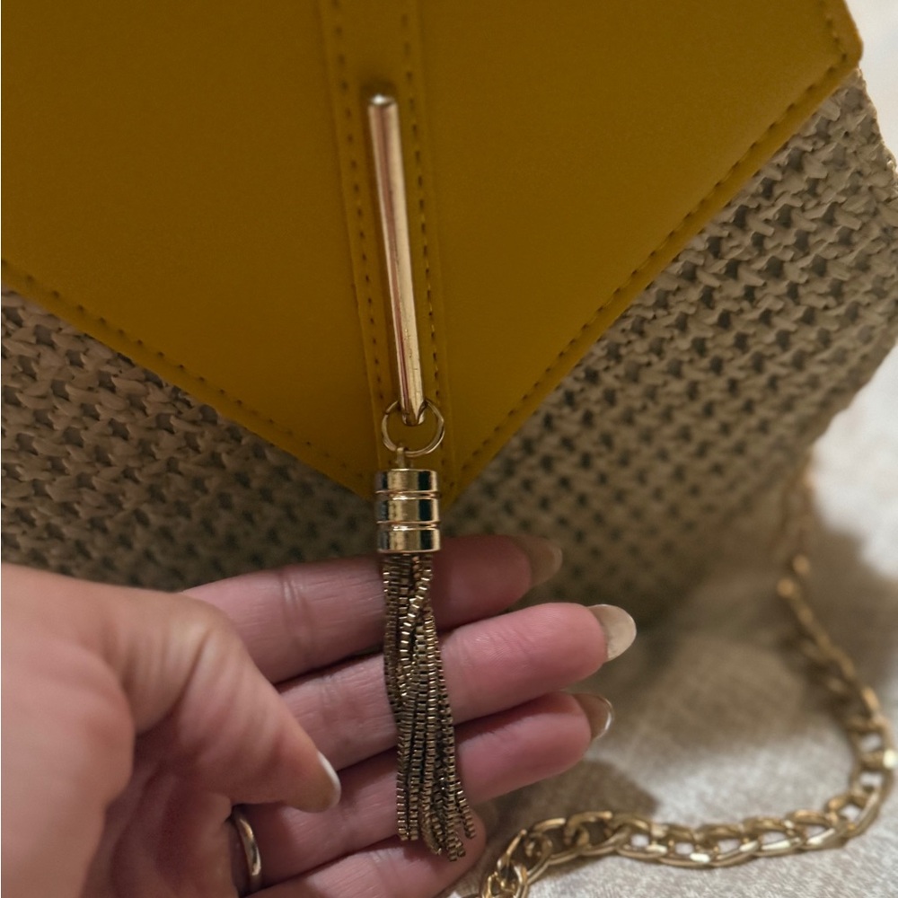 Yellow and Tan Women's Bag with Chain Strap - Picture 8 of 9